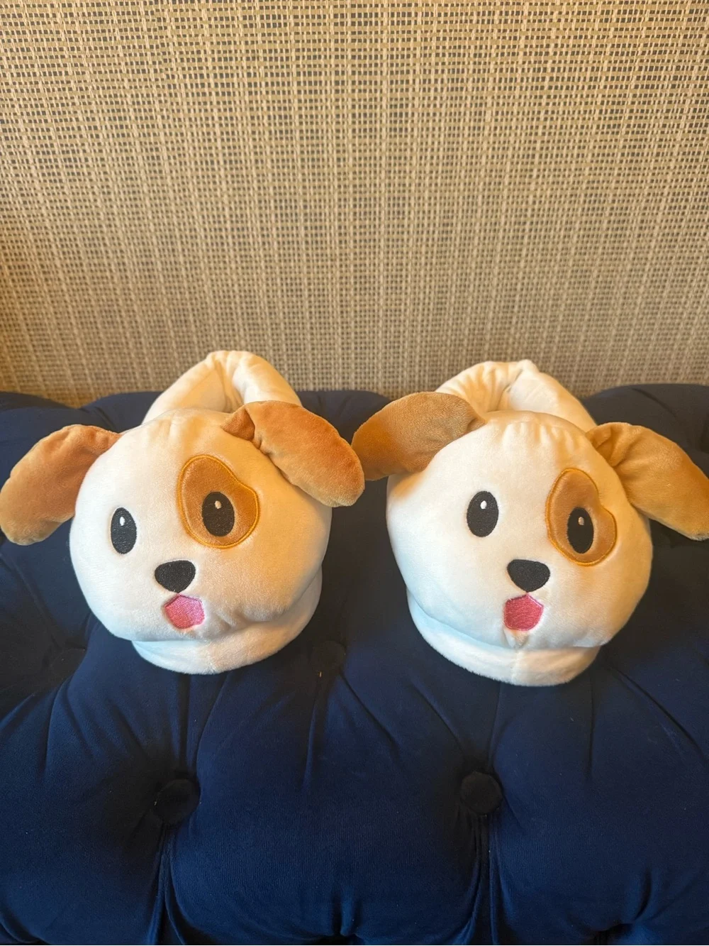 Plush Puppy Kids Slippers - Cream and Tan